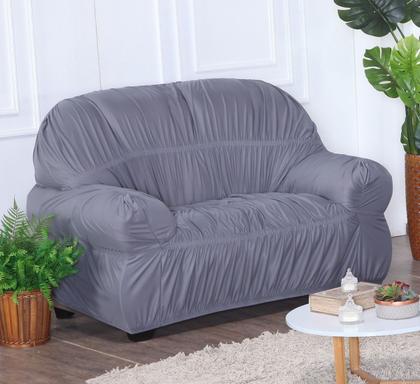 Imagem de Capa de Sofá 2 e 3 Lugares King Retrô Elasticada Malha Gel Cinza