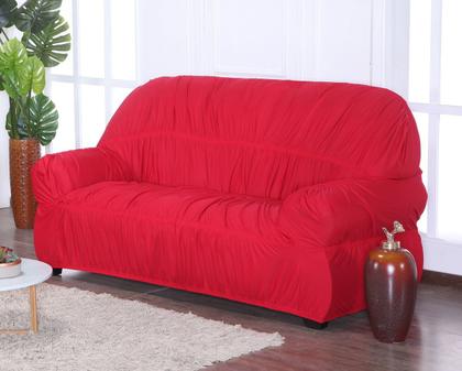Imagem de Capa de Sofá 2 e 3 Lugares King Retrô Elasticada Malha Gel Vermelho