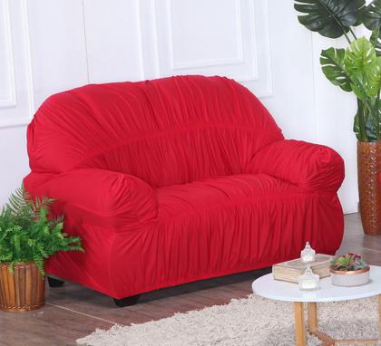 Imagem de Capa de Sofá 2 e 3 Lugares King Retrô Elasticada Malha Gel Vermelho