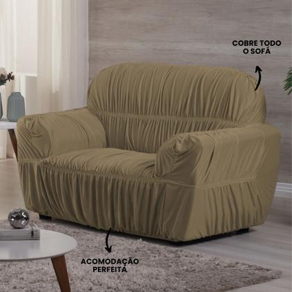 Imagem de Capa de Sofá 2 e 3 Lugares Malha Gel 21 Elasticos Avelã