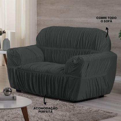 Imagem de Capa de Sofá 2 e 3 Lugares Malha Gel 21 Elasticos Cinza Chumbo