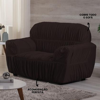 Imagem de Capa de Sofá 2 e 3 Lugares Malha Gel 21 Elasticos Tabaco