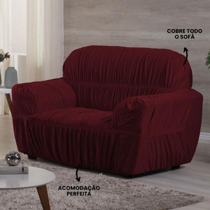 Imagem de Capa de Sofá 2 e 3 Lugares Malha Gel 21 Elasticos Vinho