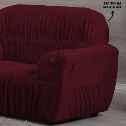 Imagem de Capa de Sofá 2 e 3 Lugares Malha Gel 21 Elasticos Vinho