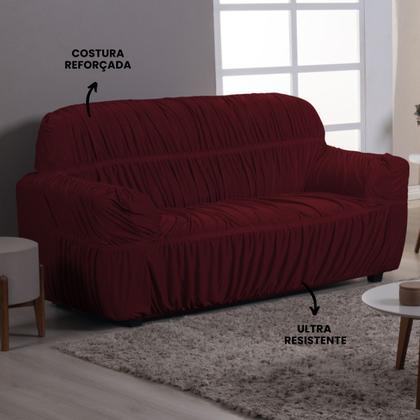 Imagem de Capa de Sofá 2 e 3 Lugares Malha Gel 21 Elasticos Vinho