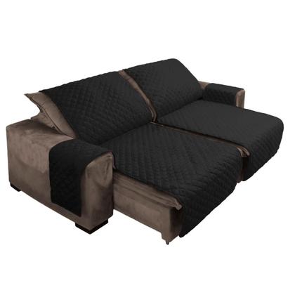 Imagem de Capa De Sofá 2,20M Retratil Reclinavel Preto Com Bolso 2L
