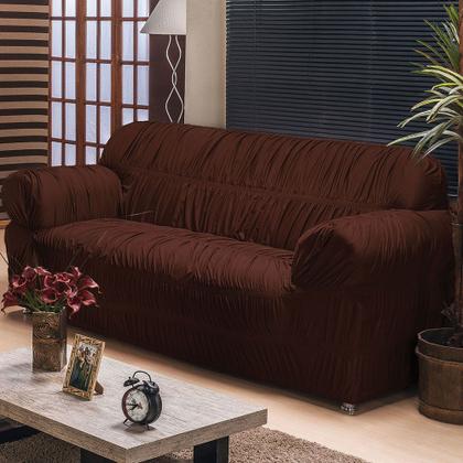 Imagem de Capa de Sofá América 2 e 3 Lugares Elasticada Malha Gel - Marrom