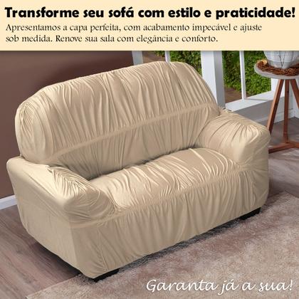 Imagem de Capa De Sofá Avulsa Elasticada 2 Lugares Em Malha Palha - Shop Casa Nobre