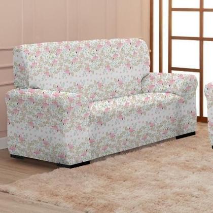 Imagem de Capa De Sofá Coladinha 3 Lugar Estampada Coleção Jardins