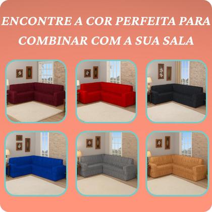 Imagem de Capa De Sofá De Canto 21 Elásticos Até 6 Lugares Várias Cores Sala