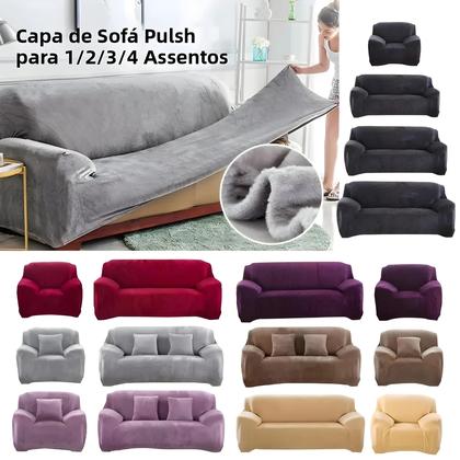 Imagem de Capa De Sofá De Veludo Elástica Grossa E Aconchegante Para Sofá De 1/2/3/4 Lugares Em Forma De L