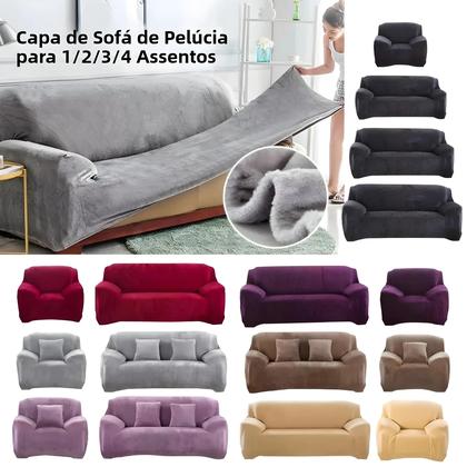 Imagem de Capa De Sofá De Veludo Elástica Grossa E Aconchegante Para Sofá De 1/2/3/4 Lugares Em Forma De L