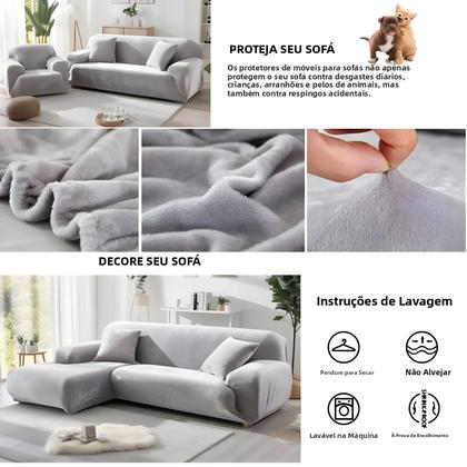 Imagem de Capa De Sofá De Veludo Elástica Grossa E Aconchegante Para Sofá De 1/2/3/4 Lugares Em Forma De L