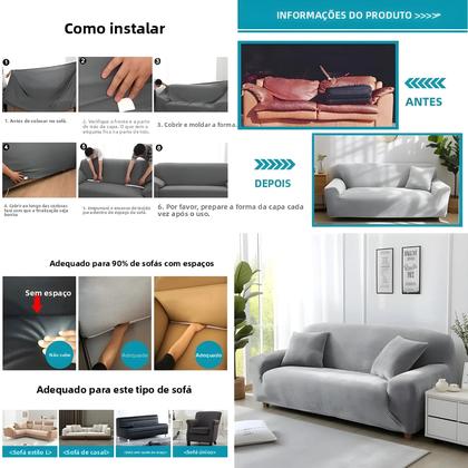Imagem de Capa De Sofá De Veludo Elástica Grossa E Aconchegante Para Sofá De 1/2/3/4 Lugares Em Forma De L