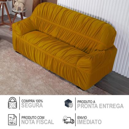 Imagem de Capa De Sofá Elasticada 3 Lugares King Protetor Mostarda
