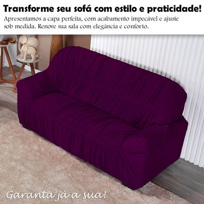 Imagem de Capa De Sofá Elasticada 3 Lugares King Protetor Vinho