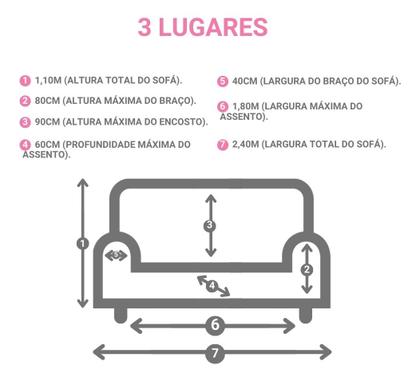 Imagem de Capa De Sofá Elasticada 3 Lugares Tamanho King 21 Elásticos 100% Poliéster