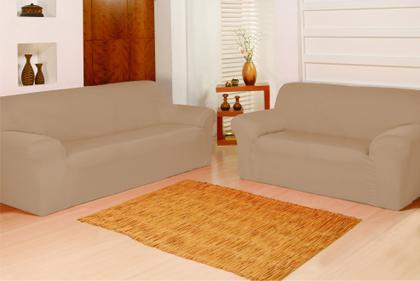 Imagem de Capa de Sofá Elasticada Coladinha Lisa ~ 2 Peças ~ 2 e 3 Lugares ~ Toque Macio