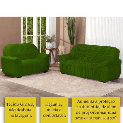 Imagem de Capa De Sofá Elasticada King 3 E 2 Lugares Sala Malha Gel Grande Verde Oliva
