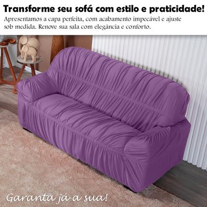 Imagem de Capa De Sofá Elasticada Malha 3 Lugares Avulsa Lilás - Shop Casa Nobre