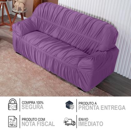 Imagem de Capa De Sofá Elasticada Malha 3 Lugares Avulsa Lilás - Shop Casa Nobre