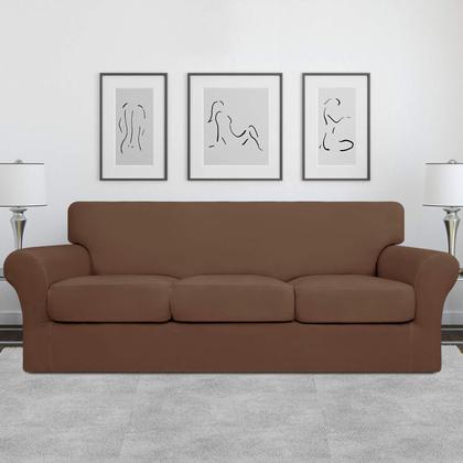 Imagem de Capa de sofá fácil de usar, elástica e lavável para sofá de 3 almofadas