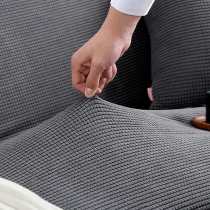 Imagem de Capa de Sofá Jacquard Elástica - Lavável, Cor Sólida, para Sofás em Formato de L (1, 2, 3, 4 ou 5 Lugares)