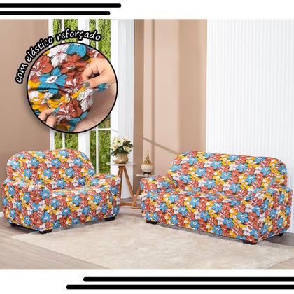 Imagem de Capa De Sofa Lisa 2 E 3 Lugares Malha Gel Estampas Variadas