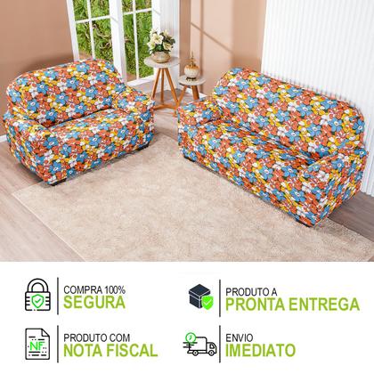 Imagem de Capa De Sofa Lisa 2 E 3 Lugares Malha Gel Estampas Variadas