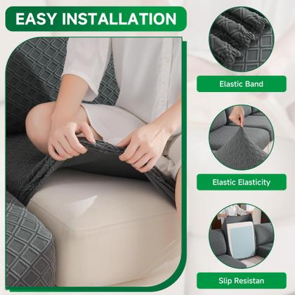 Imagem de Capa de sofá OHSIO Stretch, lavável, cinza escuro, 1 assento