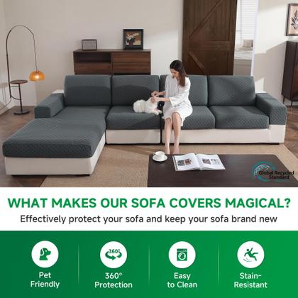 Imagem de Capa de sofá OHSIO Stretch, lavável, cinza escuro, 1 assento