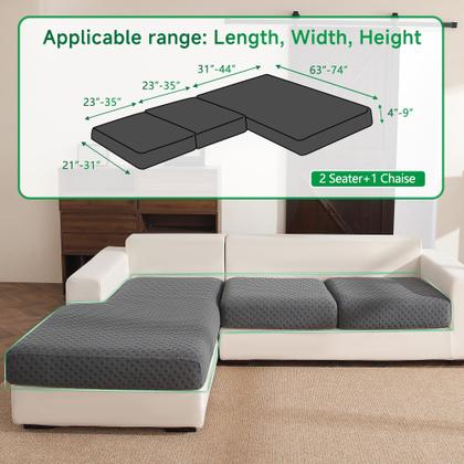 Imagem de Capa de sofá OHSIO Stretch, lavável, cinza escuro, 2 assentos