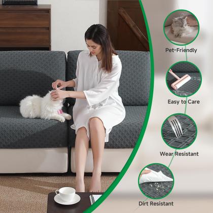 Imagem de Capa de sofá OHSIO Stretch, lavável, cinza escuro, 2 assentos