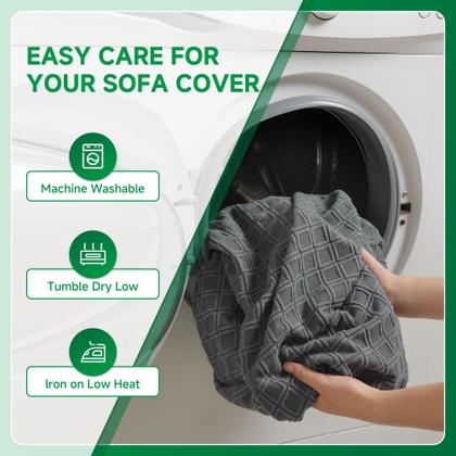 Imagem de Capa de sofá OHSIO Stretch, lavável, cinza escuro, 2 assentos