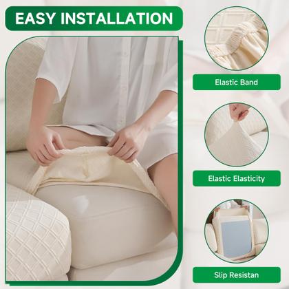 Imagem de Capa de sofá OHSIO Stretch Sofa, macia, lavável, 2 lugares, marfim