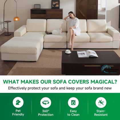 Imagem de Capa de sofá OHSIO Stretch Sofa, macia, lavável, 2 lugares, marfim