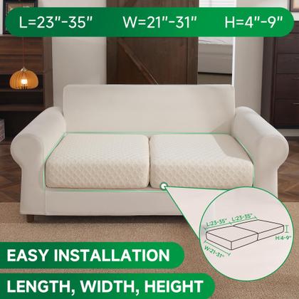 Imagem de Capa de sofá OHSIO Stretch Sofa, macia, lavável, 2 lugares, marfim