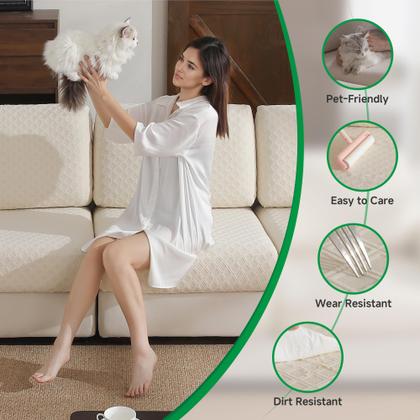 Imagem de Capa de sofá OHSIO Stretch Sofa, macia, lavável, 2 lugares, marfim