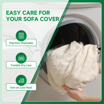 Imagem de Capa de sofá OHSIO Stretch Sofa, macia, lavável, 2 lugares, marfim