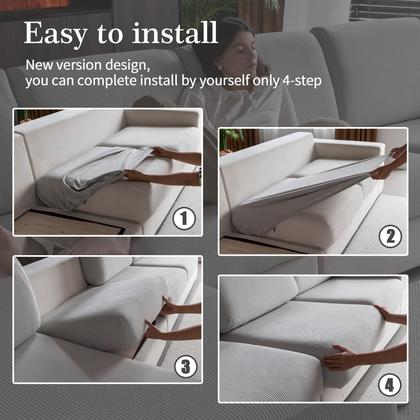 Imagem de Capa de sofá secional OHSIO resistente ao desgaste, elástica, cinza claro