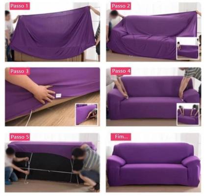 Imagem de Capa De Sofá Spandex + Fixadores (4,3,2,1 lugares) Cores Lisas, Pronta Entrega