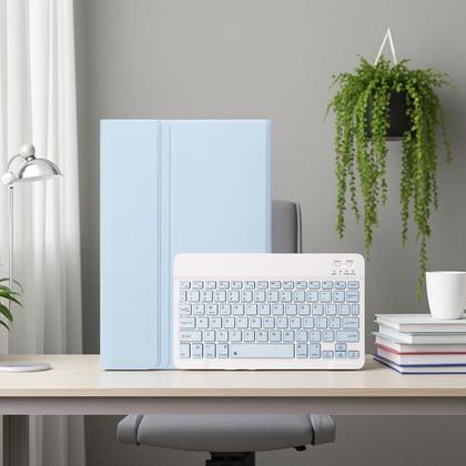 Imagem de Capa de teclado KcoxDCN Slim Candy Colors para Samsung Galaxy Tab A9 Plus 11 polegadas 2023 com porta-canetas S azul claro