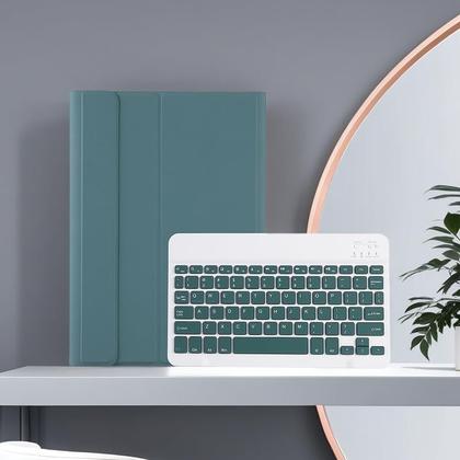 Imagem de Capa de teclado KcoxDCN Slim Candy Colors para Samsung Galaxy Tab A9 Plus 11 polegadas 2023 com porta-canetas S verde escuro