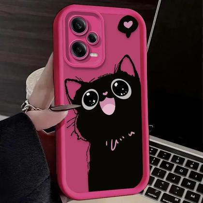 Imagem de Capa De Telefone De Desenho Animado Gato Preto Para Xiaomi Redmi Note 14 13 12 11 pro plus 5G 12S