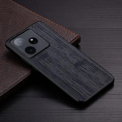 Imagem de Capa De Telefone Em Couro Com Padrão De Madeira De Bambu Para Realme GT 7 7T, Capa Luxuosa