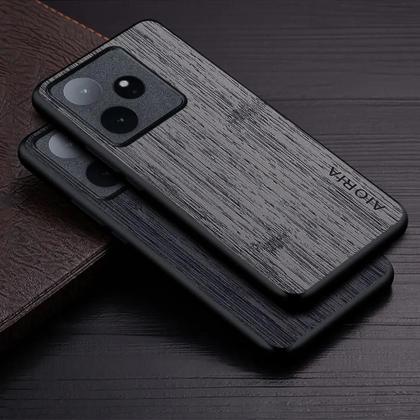 Imagem de Capa De Telefone Em Couro Com Padrão De Madeira De Bambu Para Realme GT 7 7T, Capa Luxuosa