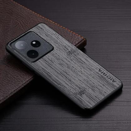 Imagem de Capa De Telefone Em Couro Com Padrão De Madeira De Bambu Para Realme GT 7 7T, Capa Luxuosa