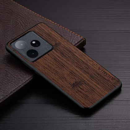 Imagem de Capa De Telefone Em Couro Com Padrão De Madeira De Bambu Para Realme GT 7 7T, Capa Luxuosa