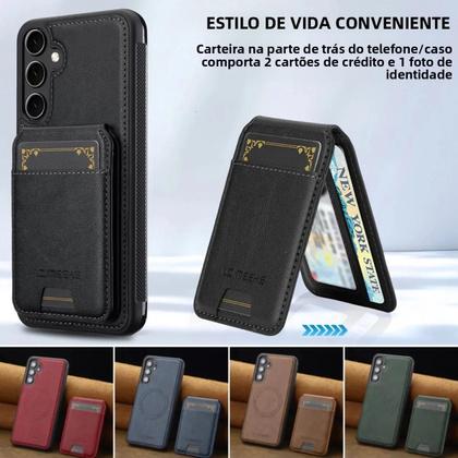 Imagem de Capa De Telefone Em Couro Magsafe 2 Em 1 Para Samsung Galaxy S26 S25 S24 S23 S22 S21 Ultra plus FE