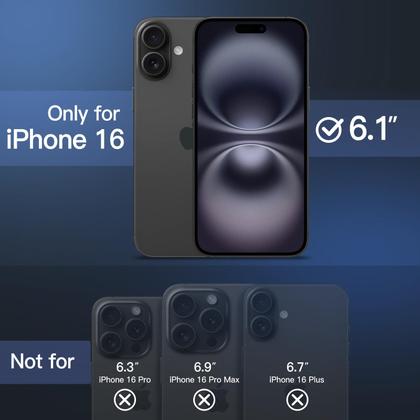 Imagem de Capa de telefone JeTech Matte para iPhone 16 de 6,1 polegadas preta